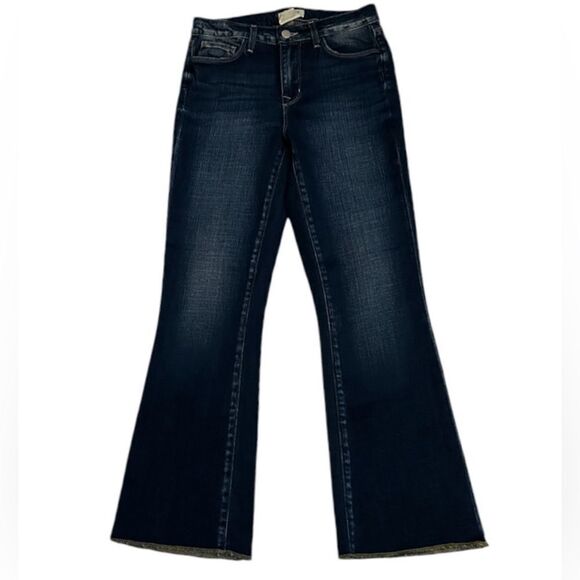 L’Agence Wide Leg Raw Hem Cropped Dark Wash Jeans Size 25 - Picture 1 of 8